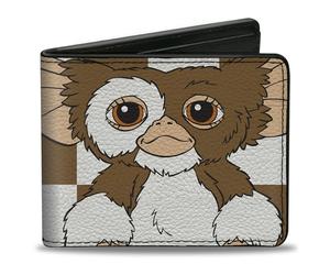 Buckle-Down Warner Bros. Horror Movies Wallet, Bifold, The Gremlins Gizmo Pose Checker Brown White, Vegan Leather