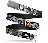 Buckle-Down Web Belt Dead Men Tattoo 1.5", Multicolor