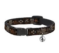 Buckle-Down Western No Guts No Glory, Breakaway Cat Collar with Bell, Plastic Clip, Easy Adjustable, 8.5 to 12"-0.5" Wide