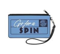 Buckle-Down Wheel of Fortune Wallet, Zip Clutch, Wheel of Fortune Go For a Spin Light Blue Black White, Canvas, Multicolor, S, Casual