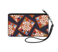 Buckle-Down Wheel of Fortune Wallet, Zip Clutch, Wheel of Fortune Title Icon Blocks Scattered Blue Multi Color, Canvas, Multicolor, S, Casual