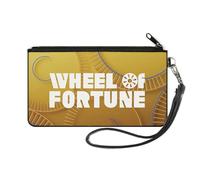 Buckle-Down Wheel of Fortune Wallet, Zip Clutch, Wheel of Fortune Wheels Yellows Blue White, Canvas, Multicolor, S, Casual