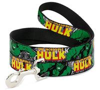 Buckle Down Wide 1.5" "Marvel Comics The Incredible Hulk Action Poses/Stacked Comics Dog Leash, 4'