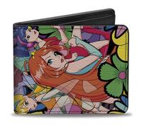 Buckle-Down Winx Club Wallet, Bifold, Winx Club Fairies and Flowers Group Pose Multi Color, Vegan Leather