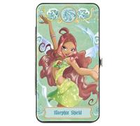 Buckle-Down Winx Club Wallet, Hinged, Winx Club Aisha Morphix Shield Pose and Title Logo Greens, Vegan Leather