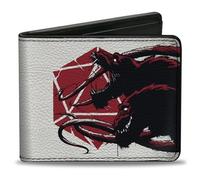 Buckle-Down Wizards of the Coast Wallet, Bifold, Dungeons and Dragons Demogorgon and Dice Japanese Text White, Vegan Leather, White, 4.0" x 3.5", Casual