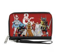 Buckle-Down Wizards of the Coast Wallet, Zip Around, Dungeons and Dragons Five Action Figure Group Pose Red, Vegan Leather