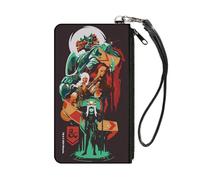 Buckle-Down Wizards of the Coast Wallet, Zip Clutch, Dungeons and Dragons Character Collage Brown Multi Color, Canvas, Red, S, Casual