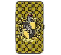 Buckle-Down womens Hinge - Harry Potter Hufflepuff Crest/Heraldry Checkers Golds/Black Wallet, Multicolor, 7 x 4 US, Multicolor