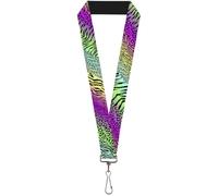 Buckle Down Women's Lanyard-1.0"-Animal Skins Rainbow/Black Key Chain, Multicolor, One Size