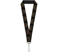 Buckle Down Women's Lanyard-1.0"-California Grizzly Bear Outline Black/Brown Key Chain, Multicolor, One Size