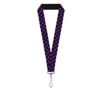 Buckle Down Women's Lanyard-1.0"-Checker Black/Purple Key Chain, Multicolor, One Size