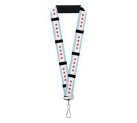 Buckle-Down Women's Lanyard-1.0"-Chicago Flags/Black Key Chain, Multicolor, One Size
