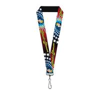Buckle-Down Women's Lanyard-1.0"-Wonder Woman Face W/Stars Key Chain, Multicolor, One Size