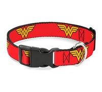Buckle-Down Wonder Woman Logo Red Plastic Clip Collar, Narrow Small/6-9