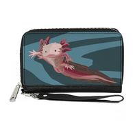 Buckle-Down x Creature Creations Wallet, Zip Around, Vegan Leather, Axolotl, 7.5"x4.5", Casual