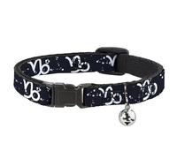Buckle Down Zodiac Capricorn Breakaway Cat Collar with Bell, Plastic Clip, Easy Adjustable- 8.5 to 12 Inches 0.5 Inch Wide