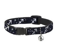 Buckle Down Zodiac Sagittarius Breakaway Cat Collar with Bell, Plastic Clip, Easy Adjustable- 8.5 to 12 Inches 0.5 Inch Wide