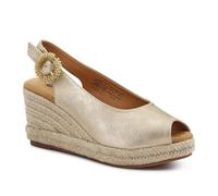 Buckle Fastening Wedge Espadrilles - Gold Size 7