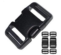 Buckle for Strap 1.5": Side Release Buckles Plastic Clips 2 set + Tri-Glide Slide 4 pcs Fit 1 1/2 inch Wide Nylon Straps Webbing Belt, Heavy Duty Replacement for Backpack, Dual Adjustable No Sewing