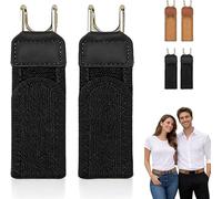 Buckle-Less Belt Hooks, Tactical Metal Hook Elastic Belt,Stretch No Buckle Closure Hooks Jeans,Adjustable Magic Tape No Buckle EDC Band for Man Women (Black-2PCS)