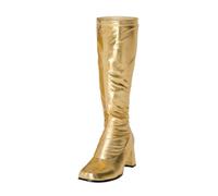 Buckle Shoes - (BS12733 New Ladies Womens Fancy Dress Party GO GO Boots 1960s & 1970s Retro (5 UK, Gold Patent)