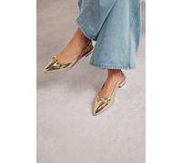 Buckle Slingback Flats Long Tall Sally Gold 10