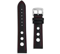 Buckle & Stitch 20mm Red Stitching | Black Leather Rally Watch Band | 20 mm