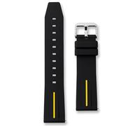 Buckle & Stitch 22mm Black Silicone Watch Strap | Quick Release Pins | Yellow Stripe | Soft Rubber Contrast Colour Smartwatch Sports Band | 22 mm Racing Sport Style (Black and Yellow)