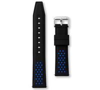 Buckle & Stitch Black Silicone Quick Release Watch Strap | 20 mm Black with Blue Dots | Soft Rubber Contrast Colour Smartwatch Sports Band | Racing Sport Style (20mm, Black and Blue)