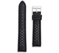 Buckle & Stitch Buffalo Grain Rally Watch Strap | 20 mm Black | Genuine Calf Leather Perforated Racing Band | Men and Ladies Rallye Watchstrap | Spring Bars and Tool Included (Black, 20mm)