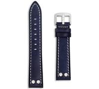 Buckle & Stitch Pilot Leather Aviator Watch Strap | 18 mm Navy Blue | Flieger Rivet Military Style | Vintage WW2 Design | Riveted Ends | Spring Bars & Tool Included (18mm, Blue)