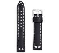 Buckle & Stitch Pilot Leather Aviator Watch Strap | 20 mm Black | Flieger Rivet Military Style | Vintage WW2 Design | Riveted Ends | Spring Bars & Tool Included (20mm, Black)