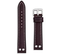 Buckle & Stitch Pilot Leather Aviator Watch Strap | 24 mm Dark Brown | Flieger Rivet Military Style | Vintage WW2 Design | Riveted Ends | Spring Bars & Tool Included (24mm, Dark Brown)