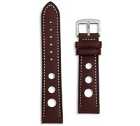 Buckle & Stitch Premium Leather Rally Watch Strap | Perforated Vintage Racing Band | 24 mm Dark Brown | White Full-Grain | Men Ladies | Tool and Spring Bars Included (Dark Brown, 24mm)