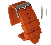 Buckle & Stitch Soft Silicone Diver Watch Strap | 18 mm Orange | Waterproof Rubber Replacement Dive Watch Band | The Perfect Divers All-Rounder | Springs Bars & Tool Included (Orange, 18mm)