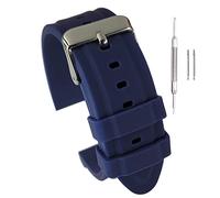 Buckle & Stitch Soft Silicone Diver Watch Strap | 24 mm Blue | Waterproof Rubber Replacement Dive Watch Band | The Perfect Divers All-Rounder | Springs Bars & Tool Included (Navy Blue, 24mm)