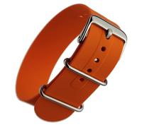 Buckle & Stitch Soft Silicone NATO Watch Strap | 18 mm Orange | Single Pass Zulu Design | Waterproof Rubber | Slight Stretch | Smooth Feel | Polished Stainless Steel Fittings (18mm, Orange)