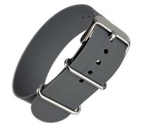 Buckle & Stitch Soft Silicone NATO Watch Strap | 20 mm Gray | Single Pass Zulu Design | Waterproof Rubber | Slight Stretch | Smooth Feel | Polished Stainless Steel Fittings (20mm, Grey)