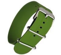 Buckle & Stitch Soft Silicone NATO Watch Strap | 22 mm Green | Single Pass Zulu Design | Waterproof Rubber | Slight Stretch | Smooth Feel | Polished Stainless Steel Fittings (22mm, Moss Green)