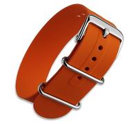 Buckle & Stitch Soft Silicone Single Pass Watch Strap | 18 mm Orange | Pass-Through Band | Waterproof Rubber | Slight Stretch | Smooth Feel | Stainless Steel Fittings (18mm, Orange)
