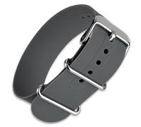 Buckle & Stitch Soft Silicone Single Pass Watch Strap | 20 mm Gray | Pass-Through Band | Waterproof Rubber | Slight Stretch | Smooth Feel | Stainless Steel Fittings (20mm, Grey)