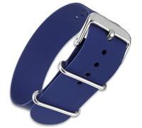 Buckle & Stitch Soft Silicone Single Pass Watch Strap | 22 mm Navy Blue | Pass-Through Band | Waterproof Rubber | Slight Stretch | Smooth Feel | Stainless Steel Fittings (22mm, Blue)