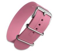 Buckle & Stitch Soft Silicone Single Pass Watch Strap | 22 mm Pink | Pass-Through Band | Waterproof Rubber | Slight Stretch | Smooth Feel | Stainless Steel Fittings (22mm, Pink)