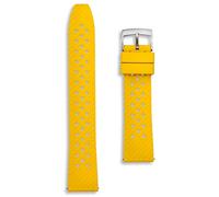Buckle & Stitch Tropical FKM Rubber Dive Strap | 22 mm Yellow | Quick Release Pins | Vintage Honeycomb Divers Watch Band | Waterproof Perforated Replacement Sport Watchstrap (22mm, Yellow)