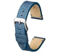 Buckle & Stitch Vegan Pineapple Leather Watch Strap | 22 mm Blue | 100% Vegan Replacement Band | Made of Recycled Pineapple Skins | For Men and Women | Spring Bars and Tool Included (22mm, Blue)