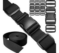 Buckle Strap 1-1/2": 4 set Side Release Buckles + 8 pcs Tri-Glide Sliders + 6 yard Nylon Webbing Straps 1.5 inch (38mm) Wide, Plastic Clip Fasteners Replacement Heavy Duty Dual Adjustable No Sewing