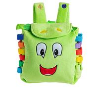Buckle Toys - Buddy Activity Backpack - Educational Learning Toy with Zippered Pouch for Storage - Great Gift for Toddlers and Kids, Green - 11 x 8 inches