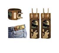 Buckleless Belt for Men, No Buckle Elastic Loops with Metal Hook, Low Profile Invisible Belt for Jeans Shorts (Camouflage (2-pack))