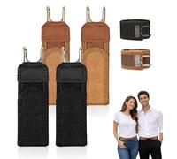 Buckleless Belt Hook, Metal Hook Tactical Elastic Belt, Adjustable Magic Tape No Buckle Edc Band, for Man Women (Black+Brown)